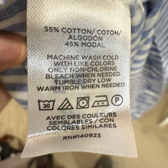 Loft MP Striped Tied Puff Sleeve Midi Dress Beach Nautical Spring Casual Party - Picture 12 of 13